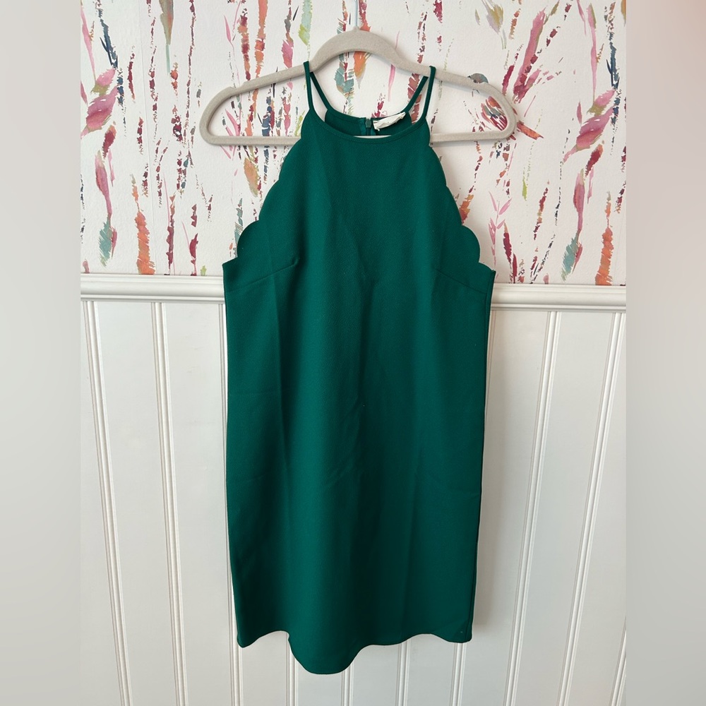 le kate Emerald Green Scalloped Dress